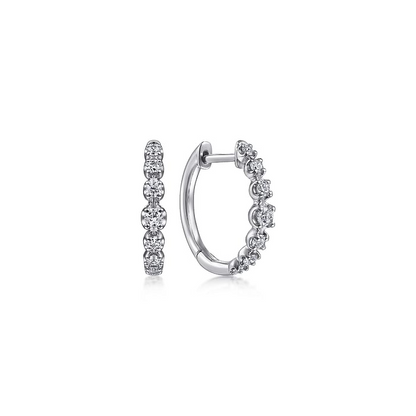 Graduated Diamond Hoop Earrings in 14K White Gold