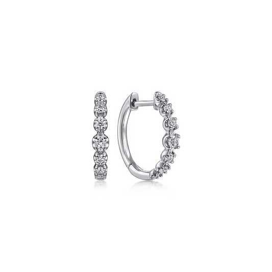 Graduated Diamond Hoop Earrings in 14K White Gold