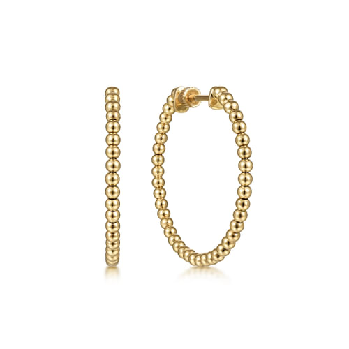 Beaded Hoop Earrings in 14K Yellow Gold