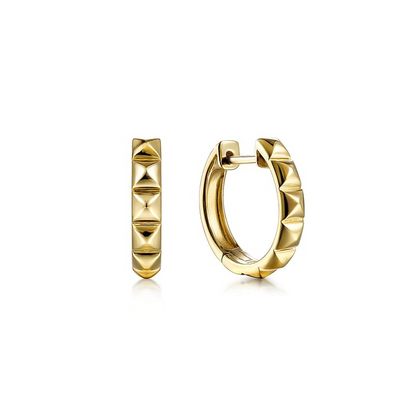 Grommet Pattern Huggie Earrings in 14K Yellow Gold