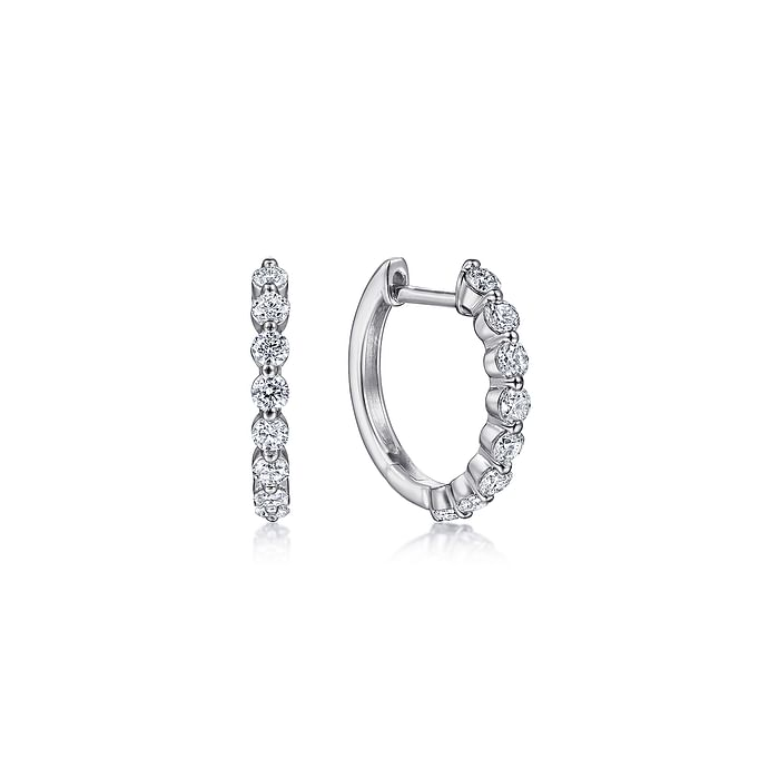Diamond Huggie Hoop Earrings in 14K White Gold