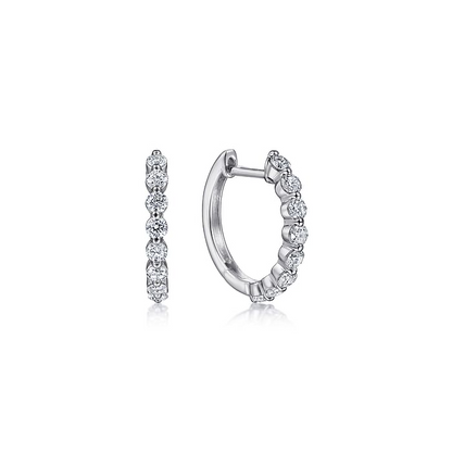 Diamond Huggie Hoop Earrings in 14K White Gold