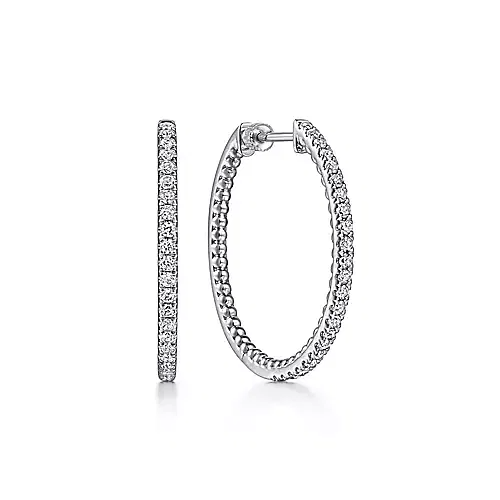 White Sapphire Bujukan Classic Hoop Earrings in Sterling Silver