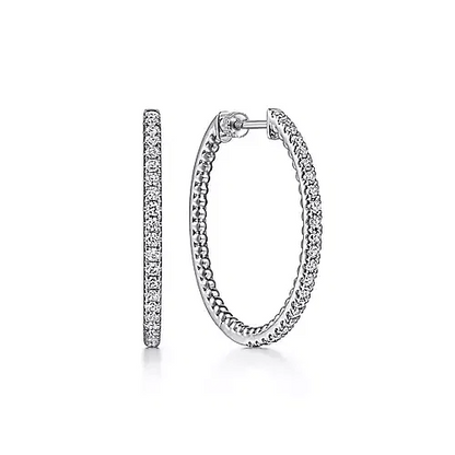 White Sapphire Bujukan Classic Hoop Earrings in Sterling Silver