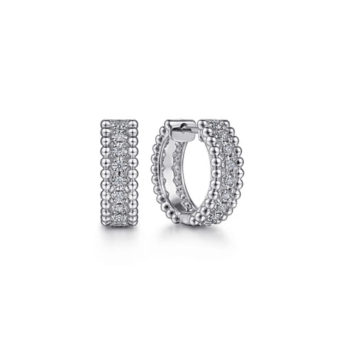 White Sapphire Huggie Earrings in Sterling Silver