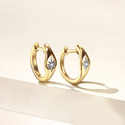 Star Diamond Earrings in 14K Yellow Gold