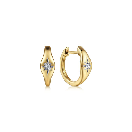 Star Diamond Earrings in 14K Yellow Gold