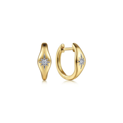 Star Diamond Earrings in 14K Yellow Gold