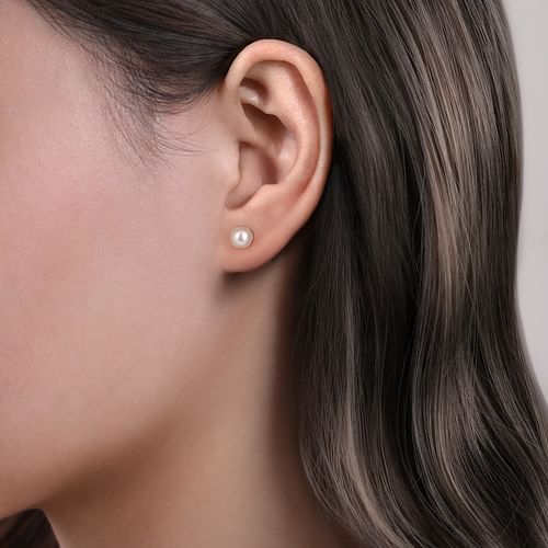Pearl Stud Earrings in Sterling Silver