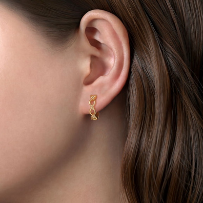 Open Circle Huggie Earrings in 14K Yellow Gold