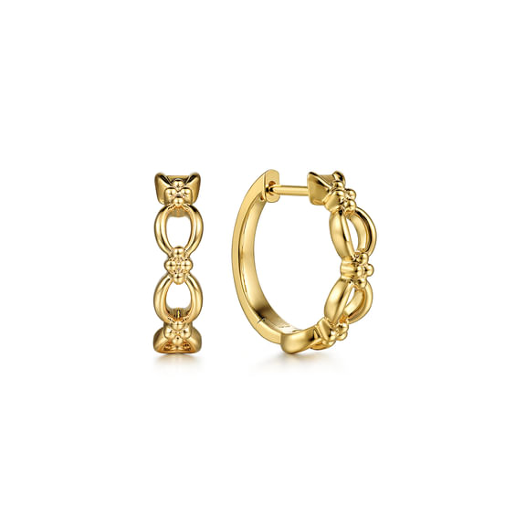 Open Circle Huggie Earrings in 14K Yellow Gold