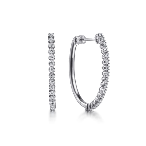 Diamond Hoop Earrings in 14K White Gold
