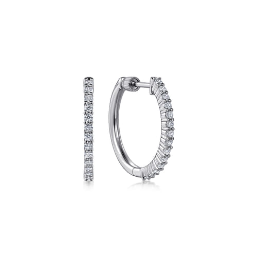 Diamond Hoop Earrings in 14K White Gold