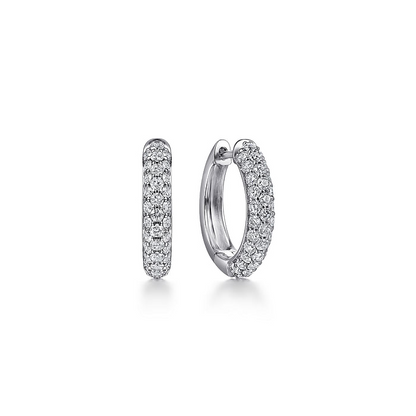 Diamond Pave Huggie Earrings in 14K White Gold