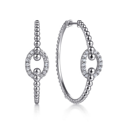 White Sapphire Circle Hoop Earrings in Sterling Silver