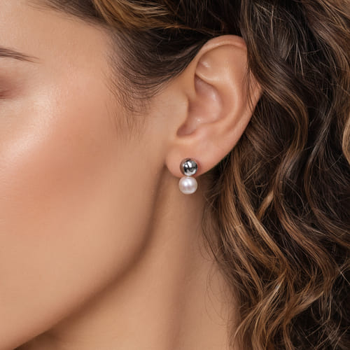 Pearl Stud Earrings in Sterling Silver