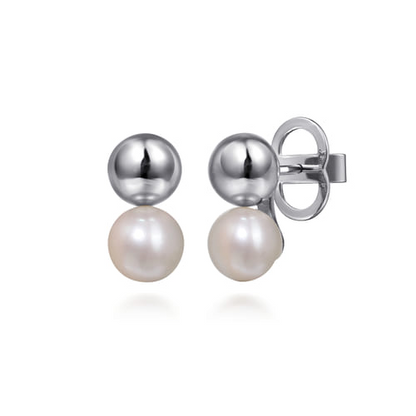 Pearl Stud Earrings in Sterling Silver