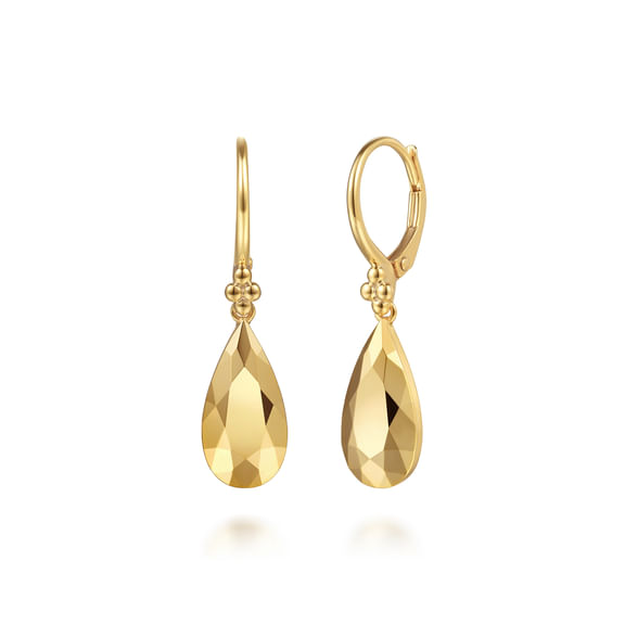 Textured Drop Earrings in 14K Yellow Gold