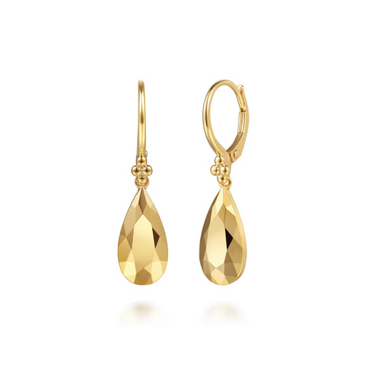 Textured Drop Earrings in 14K Yellow Gold