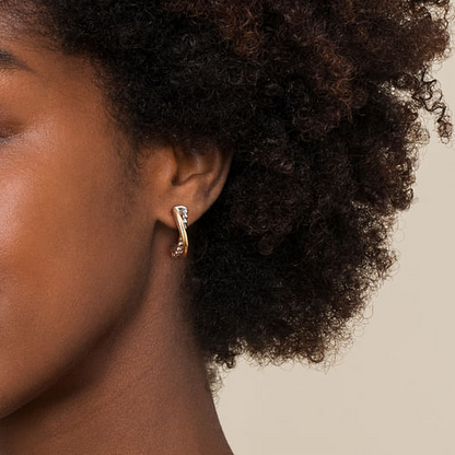 Criss-Cross Earrings in Sterling Silver and Yellow Gold