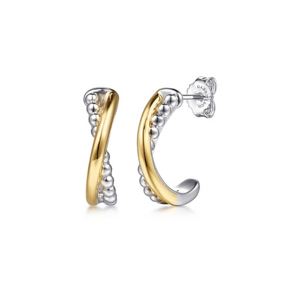 Criss-Cross Earrings in Sterling Silver and Yellow Gold