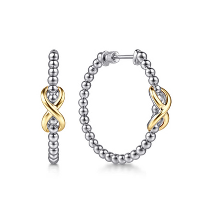 Infinity Hoop Earrings in Sterling Silver & 14K Yellow Gold