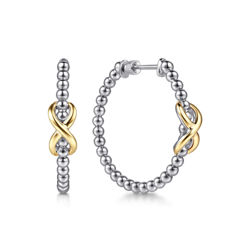 Infinity Hoop Earrings in Sterling Silver & 14K Yellow Gold