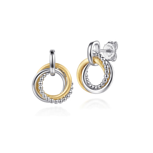 Interlocking Knocker Earrings in Sterling Silver & 14K Yellow Gold