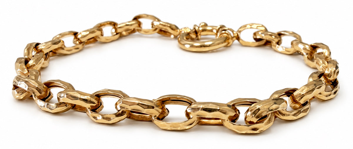 Estate Hollow Link Bracelet in 14K Yellow Gold