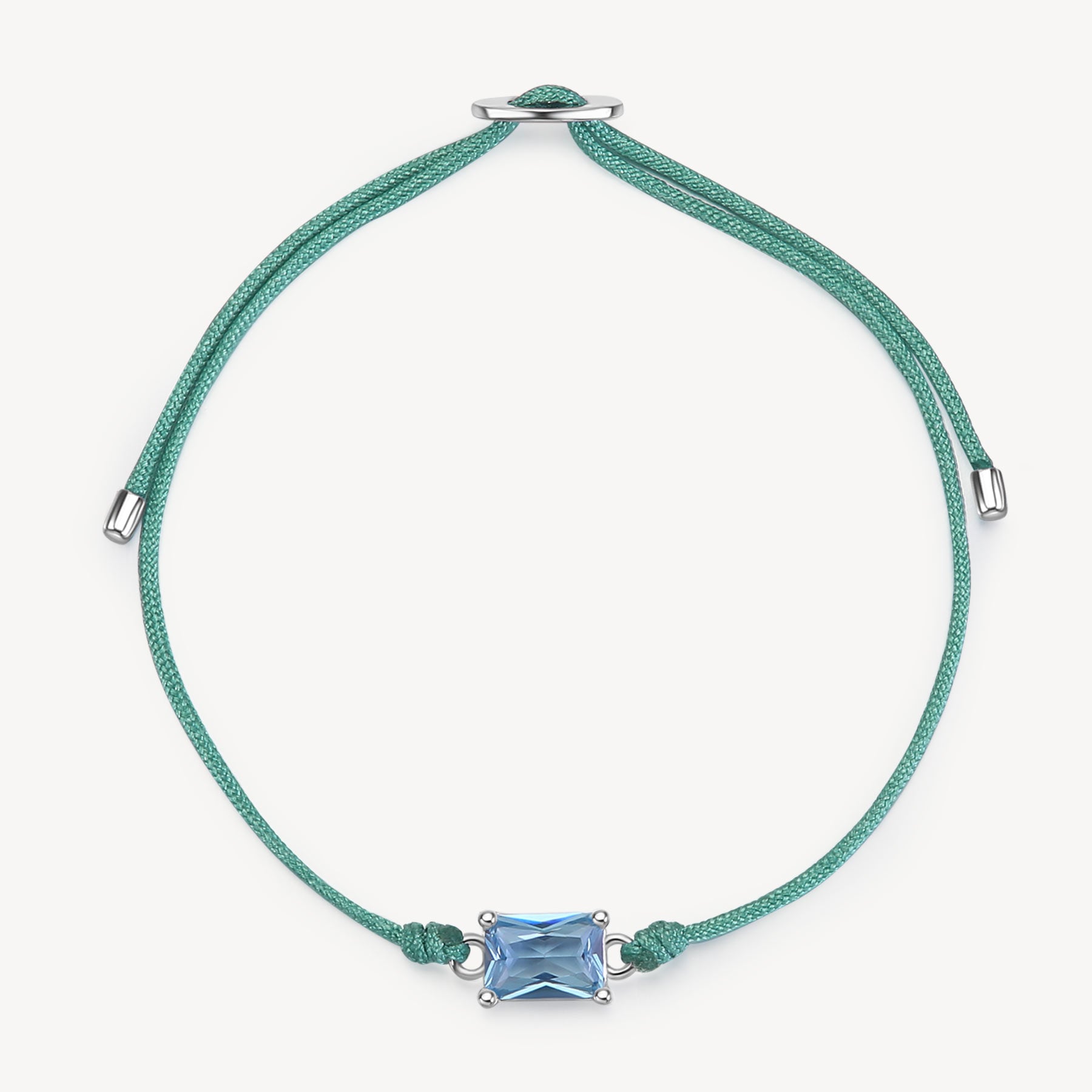 Fancy Light Blue Stone Cord Bracelet in Sterling Silver – JG