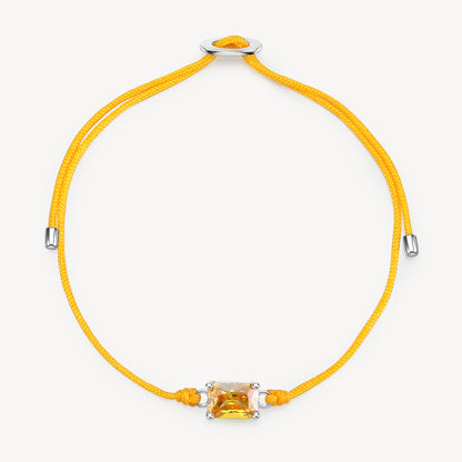 Fancy Yellow Stone Cord Bracelet in Sterling Silver