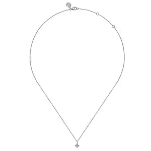 Diamond Floral Shape Necklace in 14K White Gold