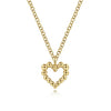 Bead Open Heart Pendant Necklace in 14K Yellow Gold