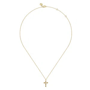 Diamond Cross Necklace in 14K Yellow Gold
