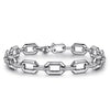 White Sapphire Link Chain Tennis Bracelet in Sterling Silver