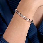 White Sapphire Link Chain Tennis Bracelet in Sterling Silver