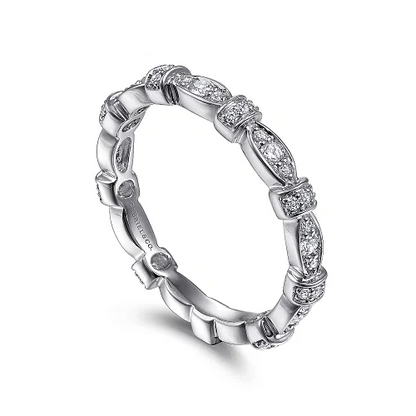 Diamond Geometric Stackable Band in 14K White Gold