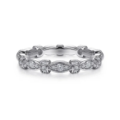 Diamond Geometric Stackable Band in 14K White Gold
