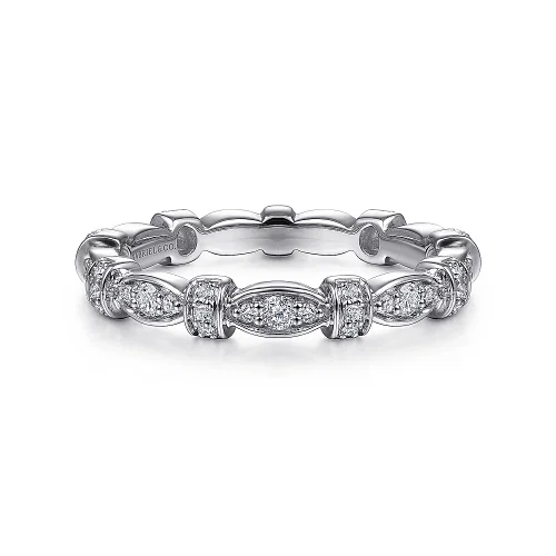 Diamond Geometric Stackable Band in 14K White Gold