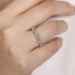 Diamond Floral Stackable Band in 14K White Gold