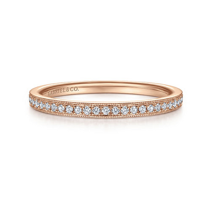 Diamond Pave Stackable Band in 14K Rose Gold