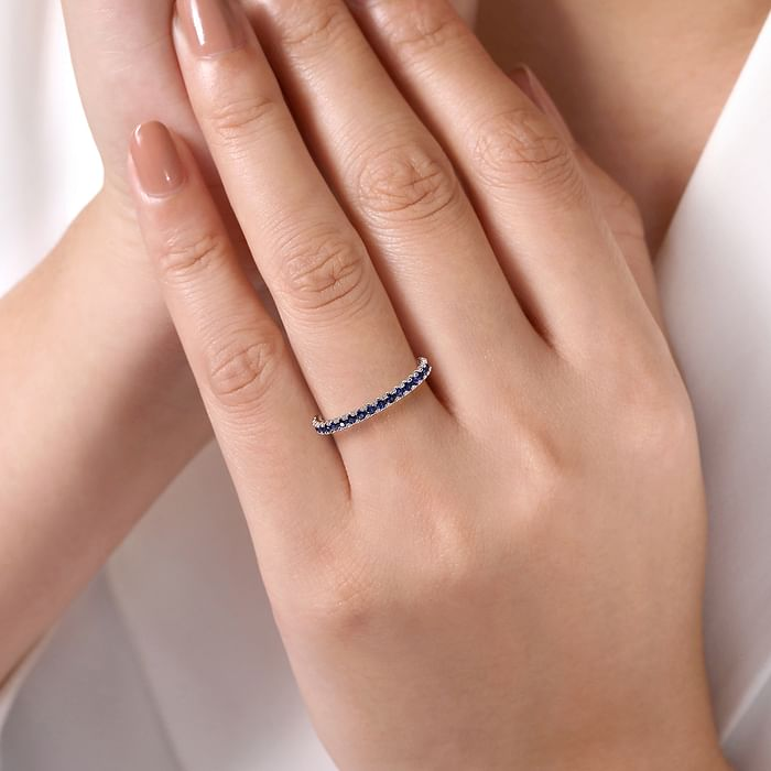 Sapphire Stackable Band in 14K White Gold