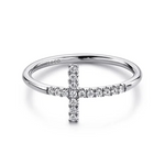 Sideways Cross Diamond Ring in 14K White Gold