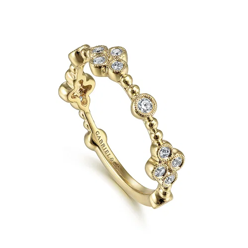 Diamond Quatrefoil Stackable Band in 14K Yellow Gold