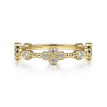 Diamond Quatrefoil Stackable Band in 14K Yellow Gold