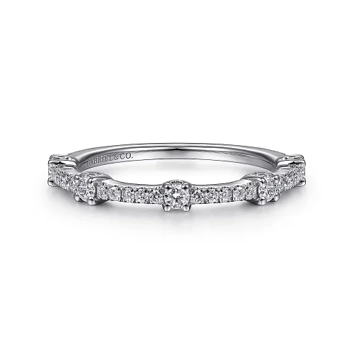 Diamond Station Stackable Band in 14K White Gold