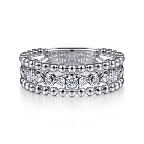 White Sapphire Triple Row Band in Sterling Silver