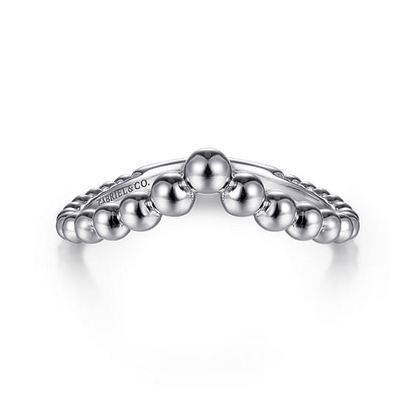 Beaded V Band in Sterling Silver