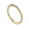 Diamond Beaded Bar Stackable Band in 14K Yellow Gold