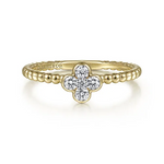 Diamond Clover Stackable Band in 14K Yellow Gold